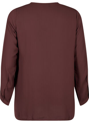 Effen shirt met V-hals, Fudge, Packshot image number 1