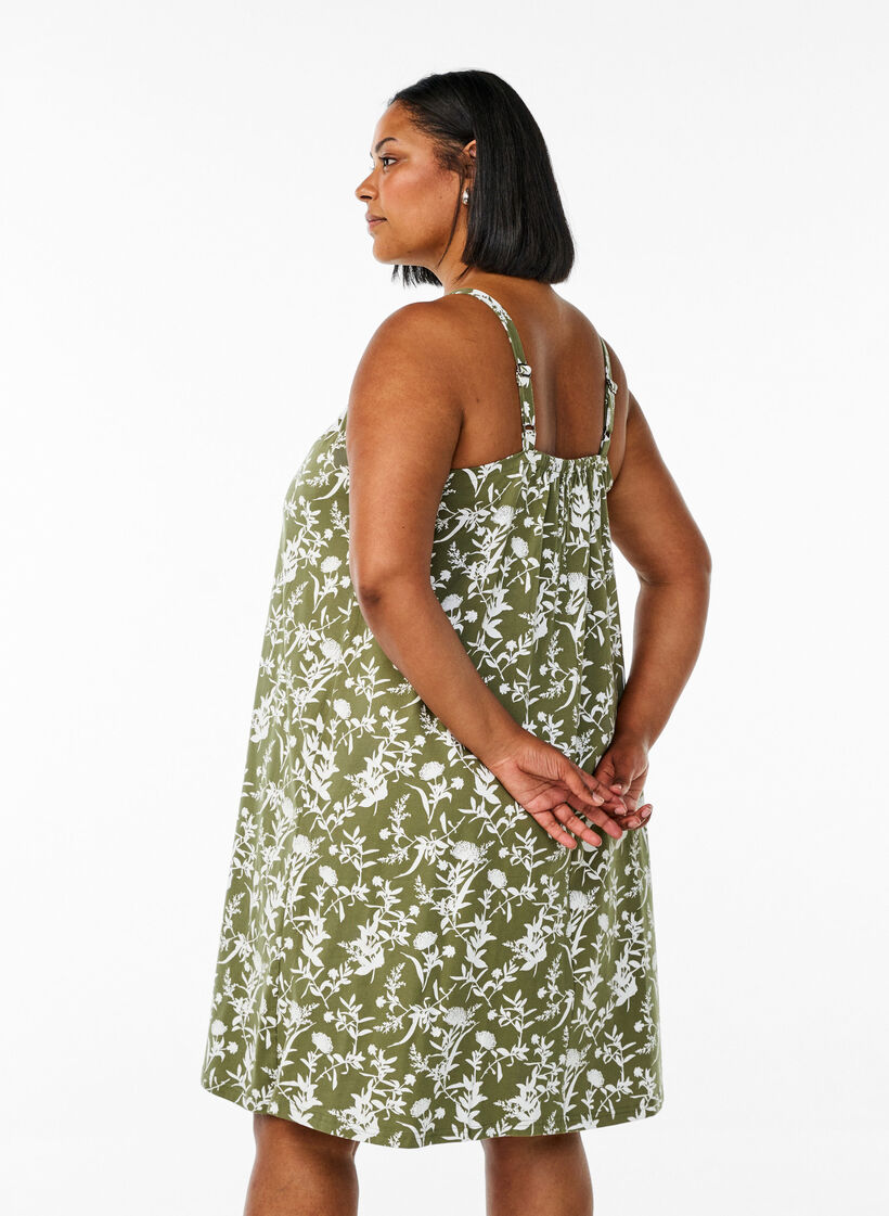 Robe &agrave; bretelles midi en coton bio, Vert, Model image number 2