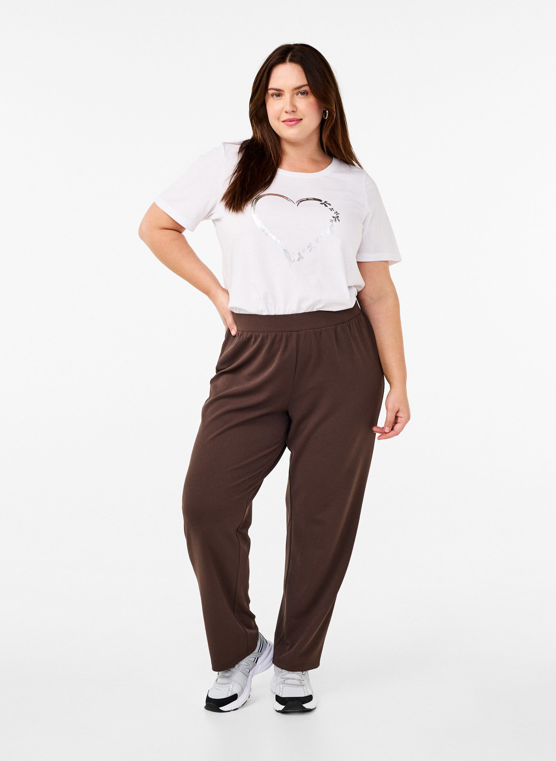 ZizziPantalon &agrave; coupe droite, Marron, Model image number 0