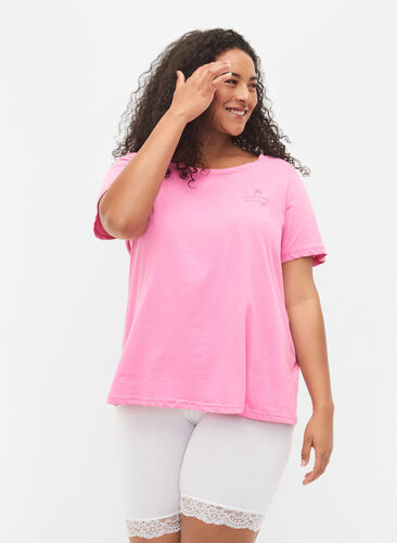 Support the breasts - T-shirt en coton, Wild Orchid, Model image number 0
