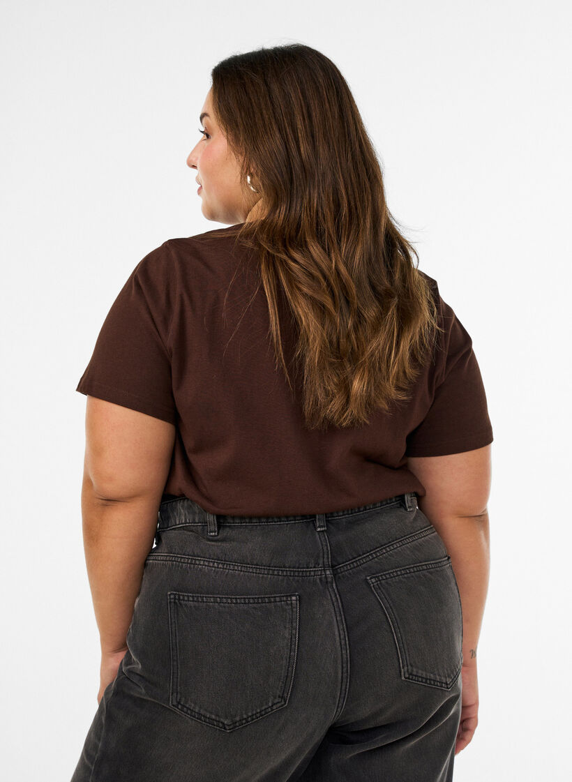 T-shirt van biologisch katoen met print, Bruin, Model image number 2