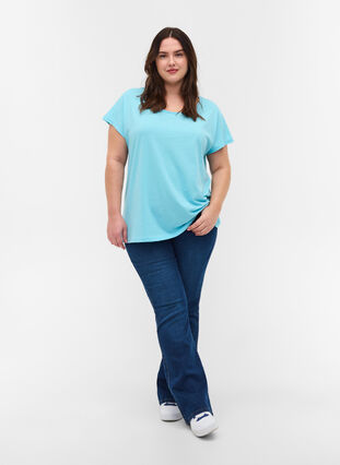 T-shirt en mélange coton, Blue Topaz, Model image number 2