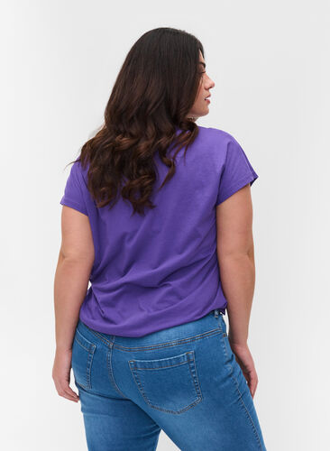 T-shirt met mix van katoen, Ultra Violet, Model image number 1