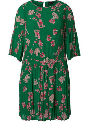 Robe plissée imprimée avec lien à nouer, Jolly Green Flower, Packshot image number 0