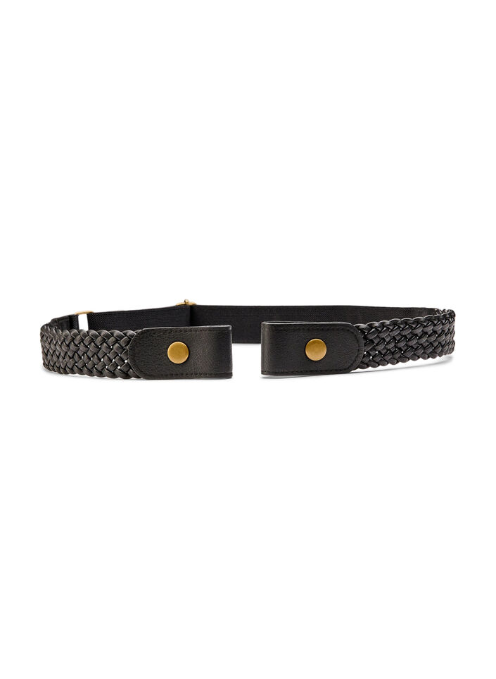 Ceinture tress&eacute;e &eacute;lastique, Noir, Packshot image number 0