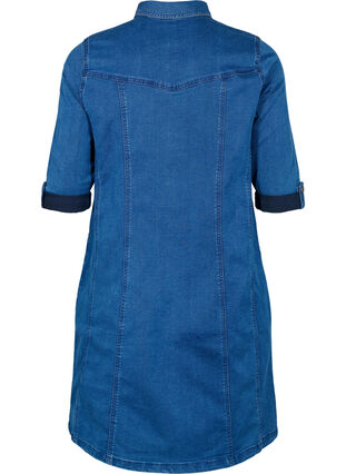 Robe chemise denim à manches 3/4, Blue denim, Packshot image number 1