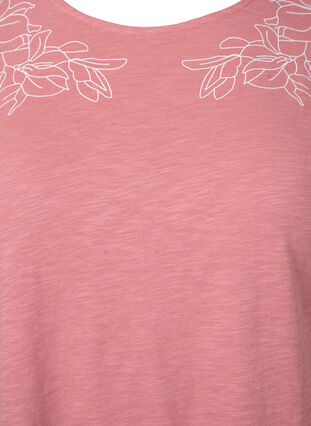 T-shirt en coton avec imprimé feuilles, Old Rose W. Leaf, Packshot image number 2