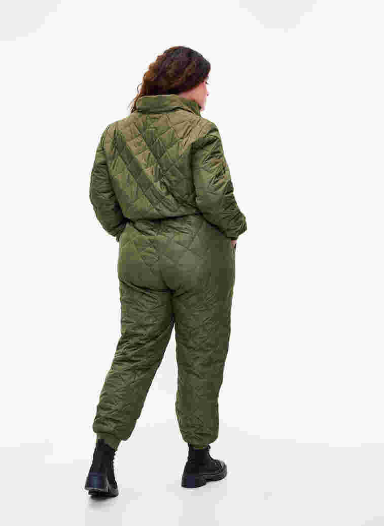 Gewatteerde thermo jumpsuit met verstelbare taille, Forest Night, Model