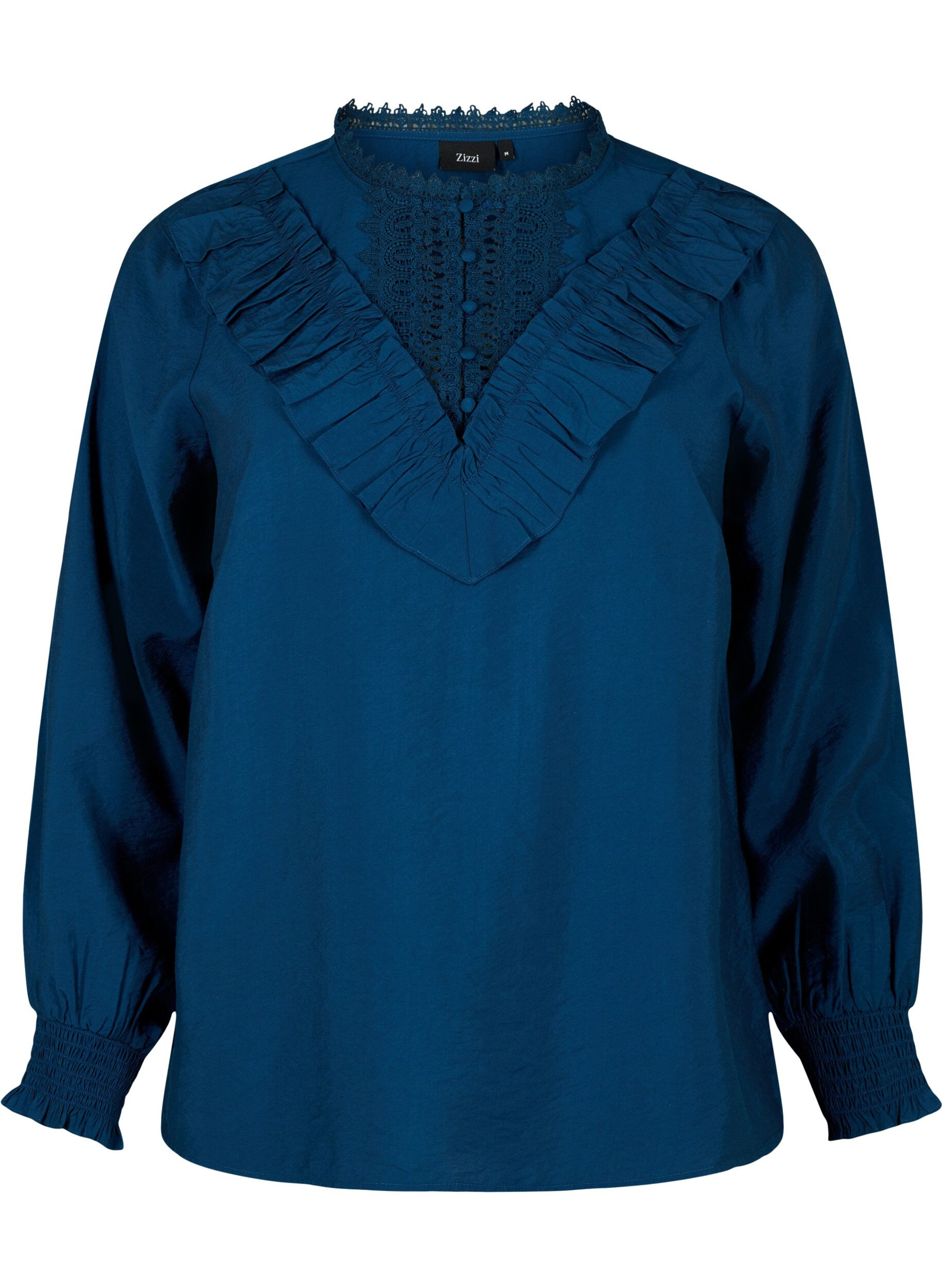 ZizziViscose blouse met ruches en borduursel, Titan, Packshot image number 0