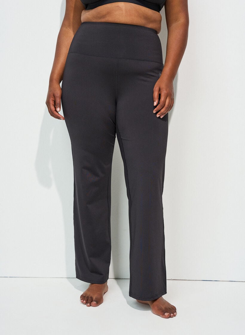 Uitlopende trainingsbroek met hoge taille, Zwart, Model image number 0