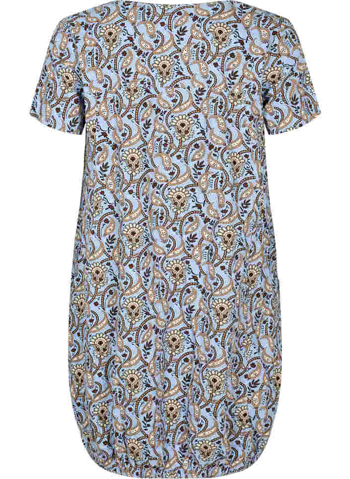 Katoenen jurk met korte mouwen en print, Blue Paisley , Packshot image number 1