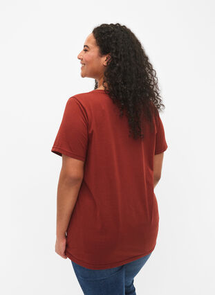 T-shirt met korte mouwen en v-hals, Fired Brick, Model image number 1