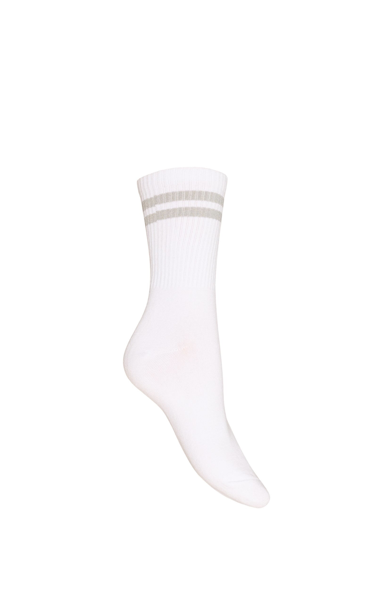 ZizziGestreepte katoenen sokken, Wit, Packshot image number 1