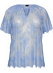 Korte mouwen kanten blouse met striksluiting, Paars, Packshot image number 0