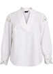 Blouse avec col en V et d&eacute;tails en broderie anglaise, Blanc, Packshot image number 0