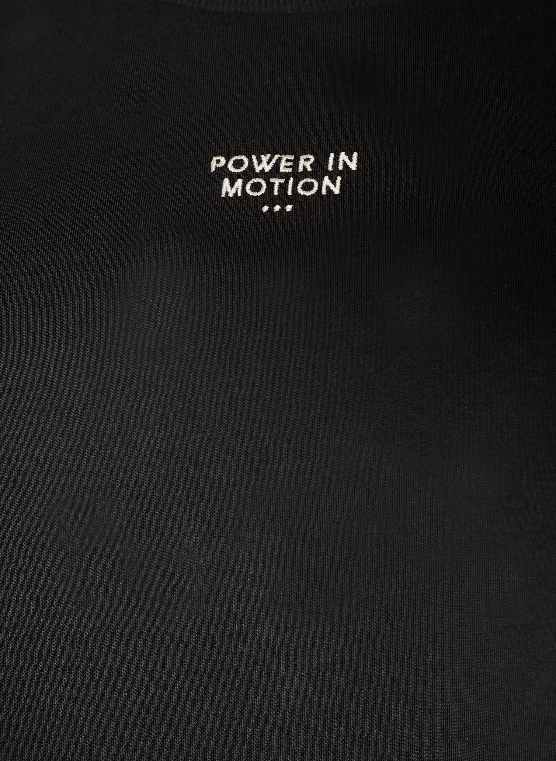 ZizziActive T-shirt met een losse pasvorm en geborduurde statement, Zwart, Packshot image number 2