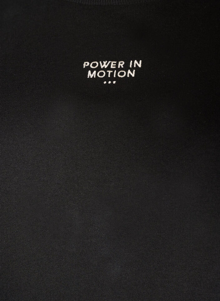 Active T-shirt met een losse pasvorm en geborduurde statement, Zwart, Packshot image number 2