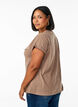T-shirt met korte mouwen van katoenmix, Bruin, Model image number 2