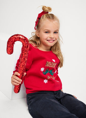 Kerst sweatshirt voor kinderen, Tango Red Merry XMAS, Image image number 0