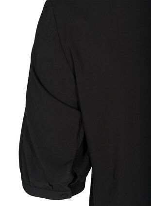 Viscose blouse met v-hals en kant, Black, Packshot image number 3