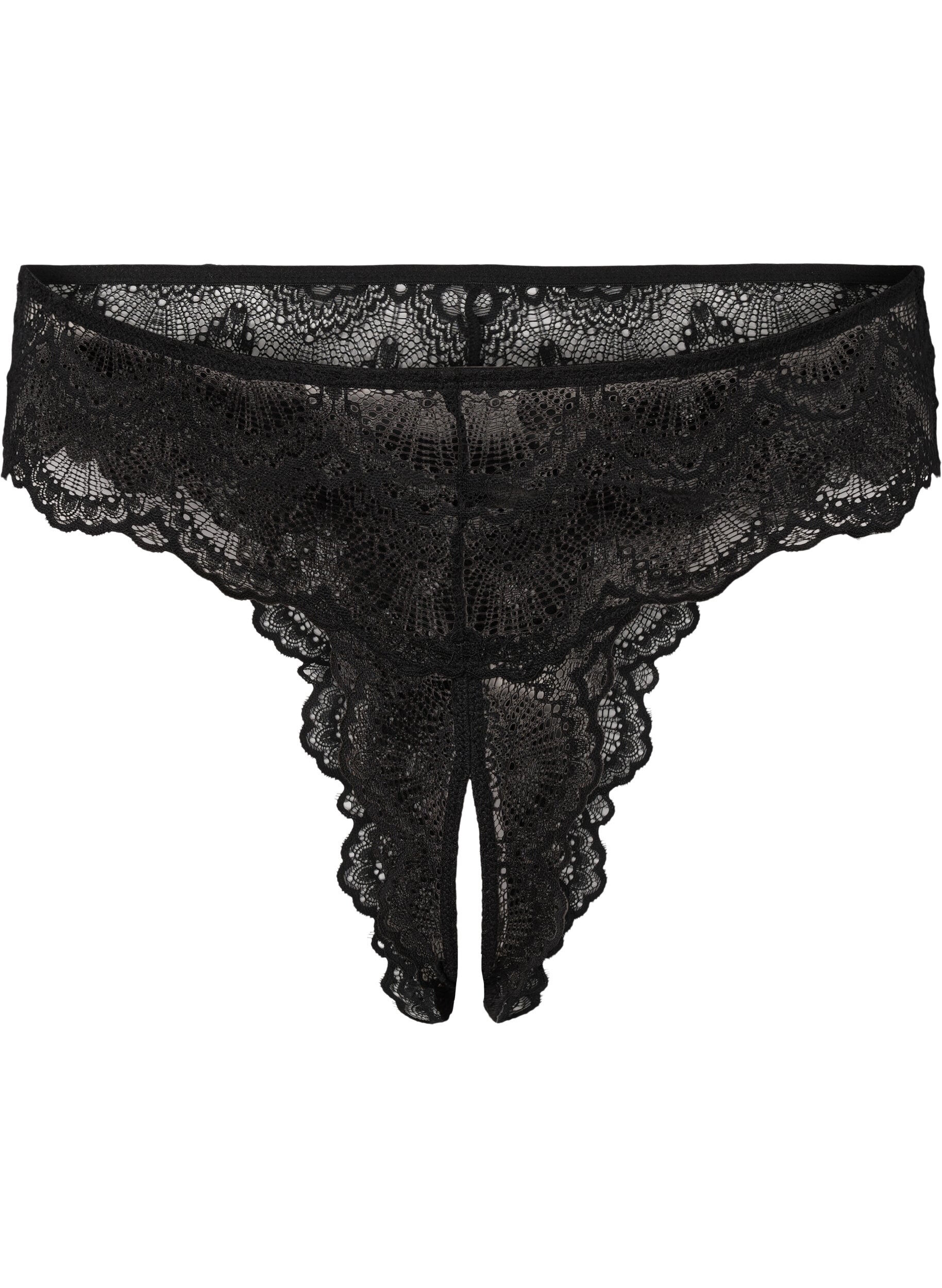 Zizzi String en dentelle sans fond, Black, Packshot image number 0
