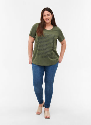 T-shirt avec imprimé en coton biologique, Thyme Melange, Model image number 2