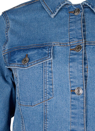 FLASH - Veste en jean en mélange de coton extensible, Blue Denim, Packshot image number 2