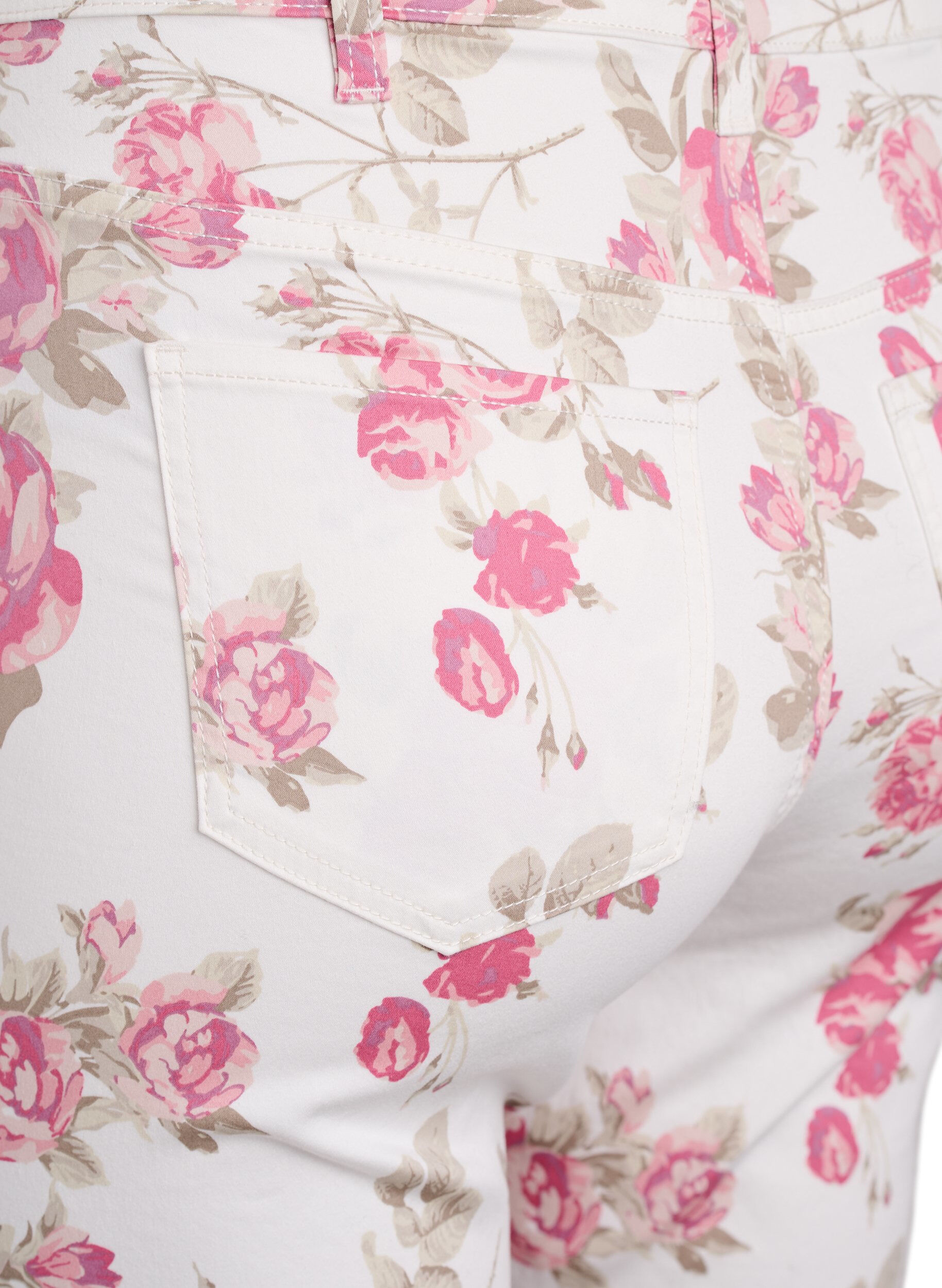 ZizziSuperslanke Amy jeans met bloemenprint, Vanille, Packshot image number 3