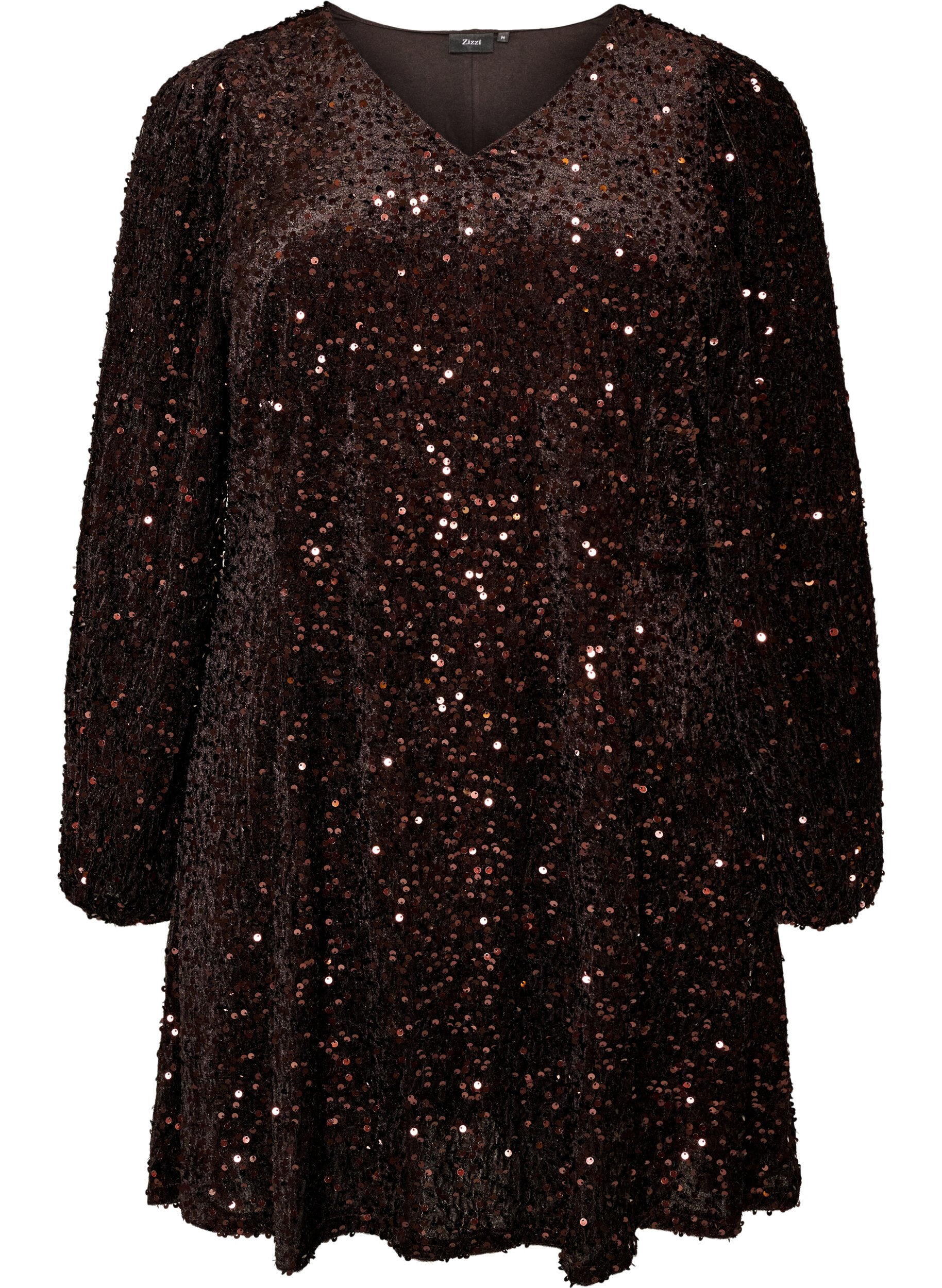 ZizziRobe courte en sequins &agrave; coupe trap&egrave;ze, Marron, Packshot image number 0