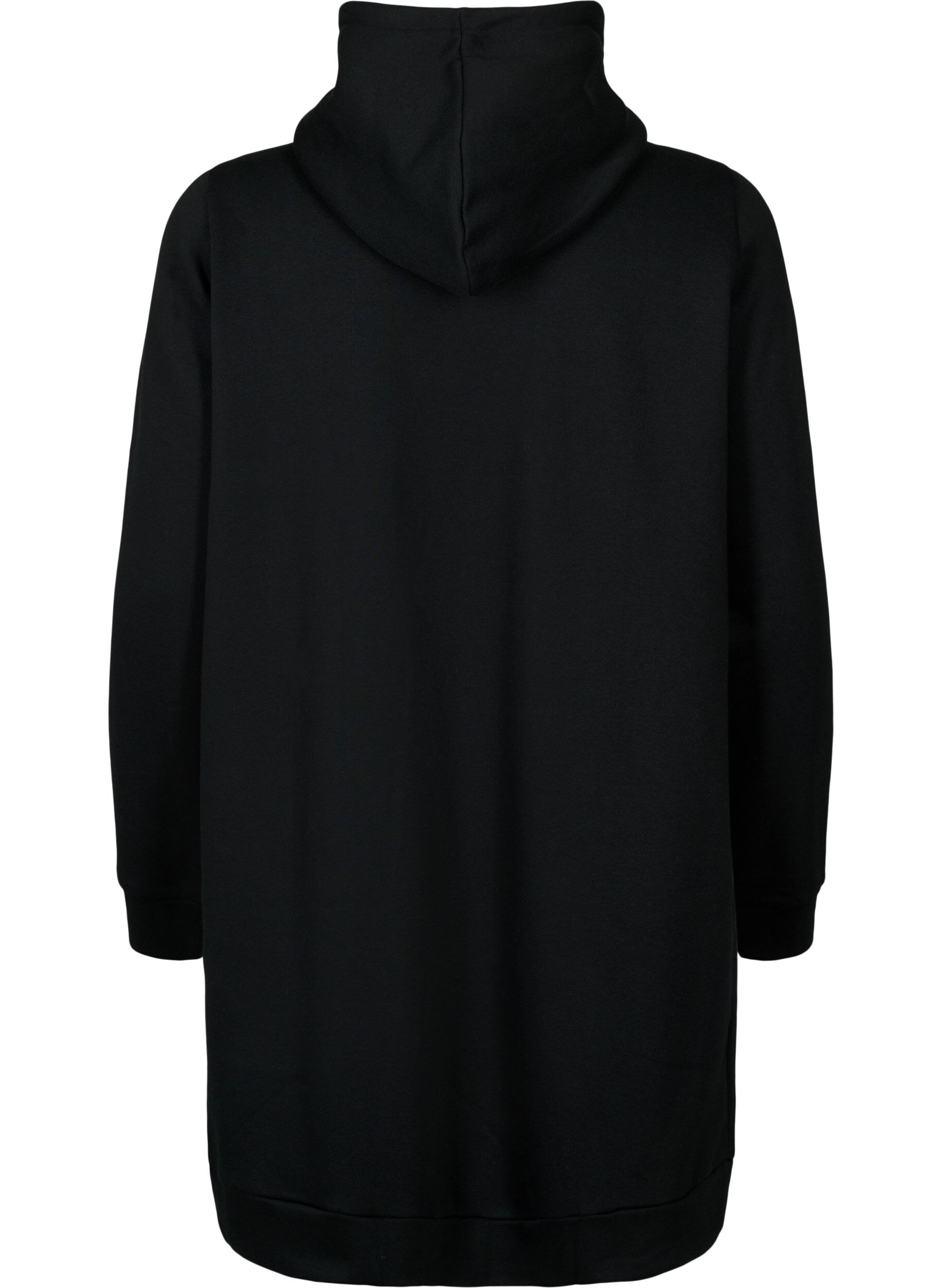 ZizziSportieve sweatshirtjurk met capuchon, Black/Grey, Packshot image number 1