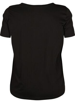 Katoenen t-shirt met v-hals en opdruk, Black W. Love, Packshot image number 1
