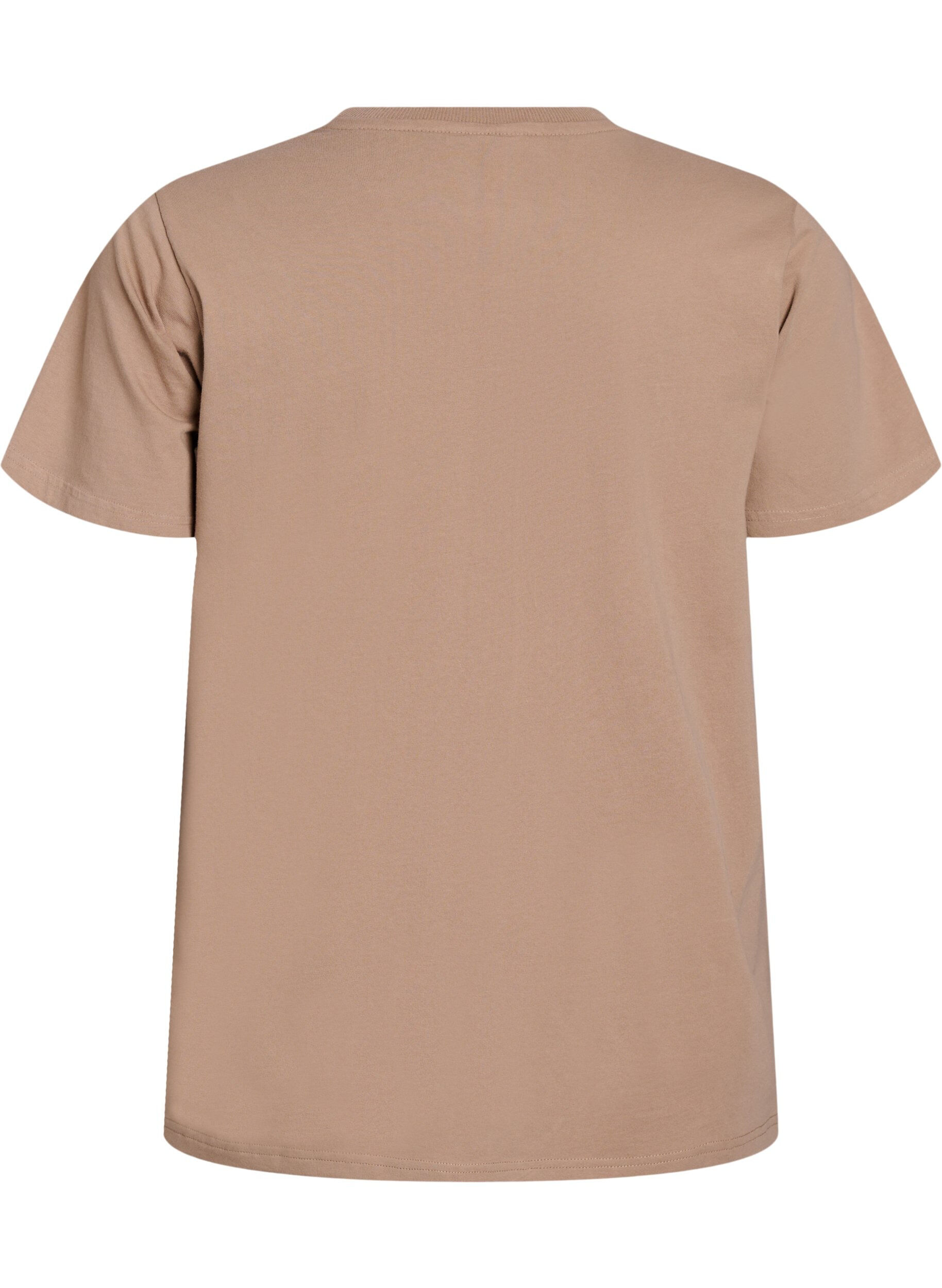 Zizzi T-shirt en coton bio avec imprim&eacute; original, Beige, Packshot image number 1