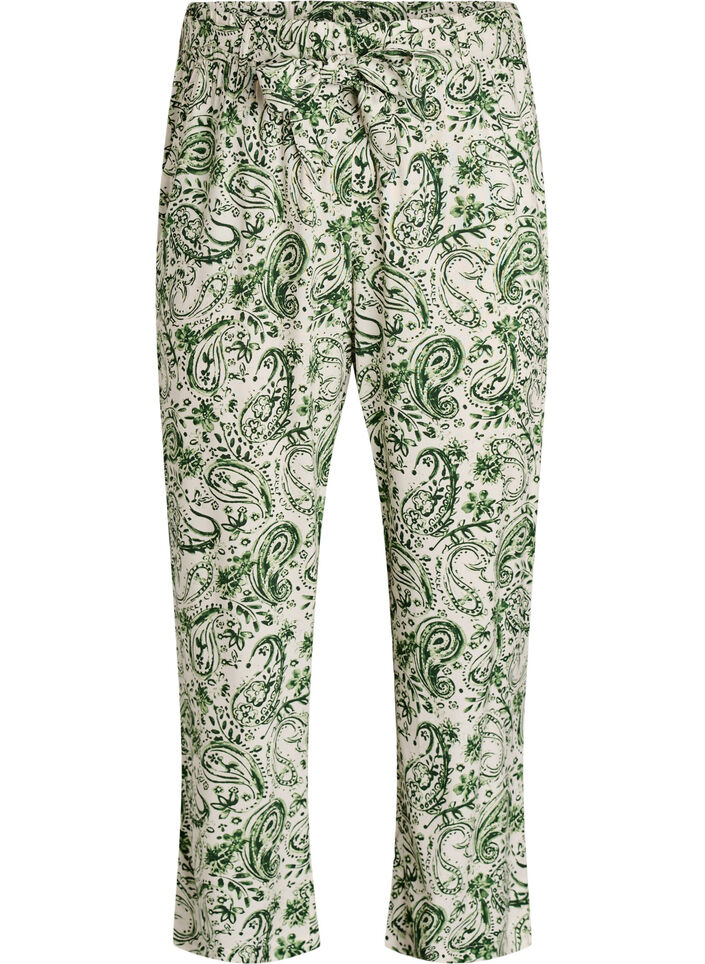 Viscose broek met hoge taille, Groen, Packshot image number 0