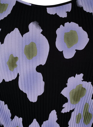 Robe plissée imprimée avec lien à nouer, Black w. Floral, Packshot image number 2