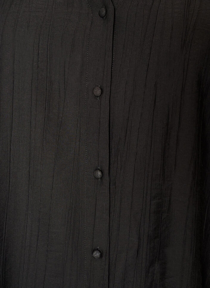 Blouse textur&eacute;e en viscose avec boutons, Noir, Packshot image number 2