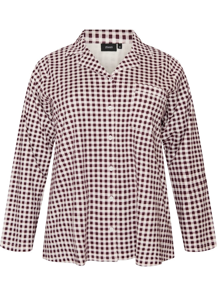 Katoenen pyjamashirt met borstzak, Rood, Packshot image number 0