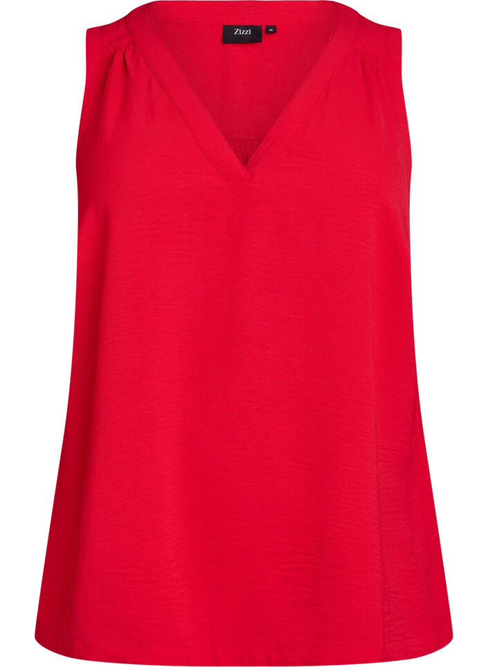 Mouwloze top met kreukeffecten, Rood, Packshot image number 0