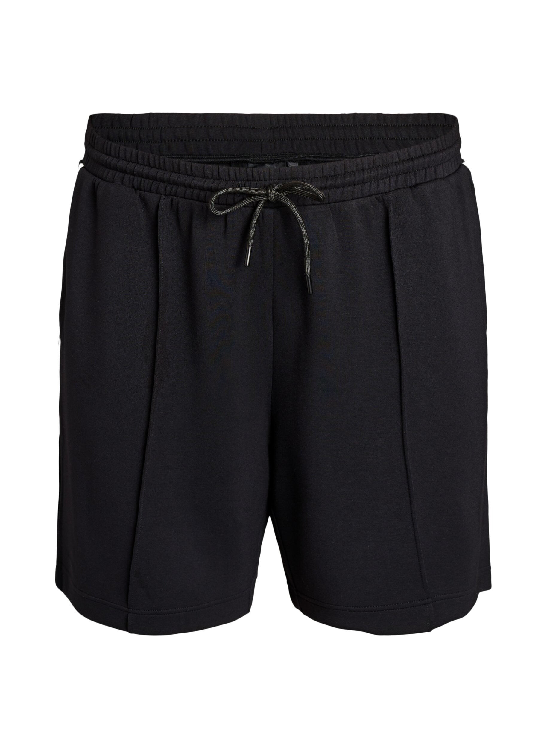 Zizzi Short taille haute avec d&eacute;tails ray&eacute;s, Noir, Packshot image number 0