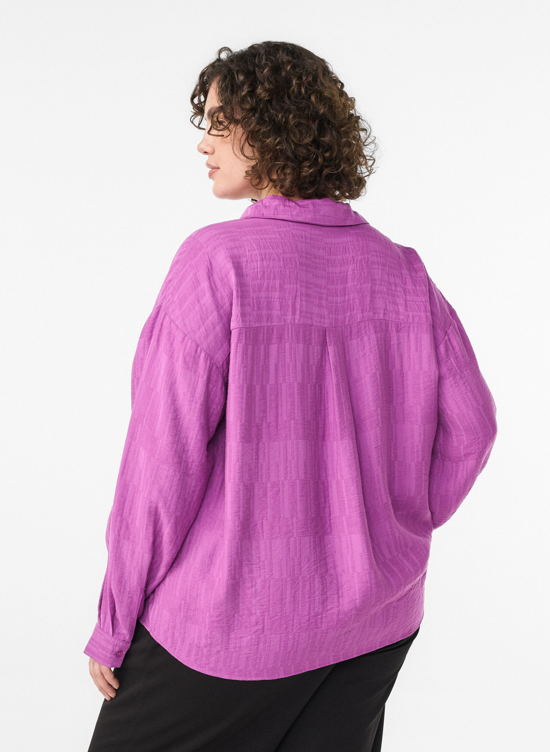 ZizziLosvallend shirt met textuur en V-hals, Paars, Model image number 2