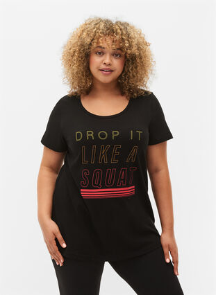T-shirt de sport avec imprimé, Black w. Drop It, Model image number 0