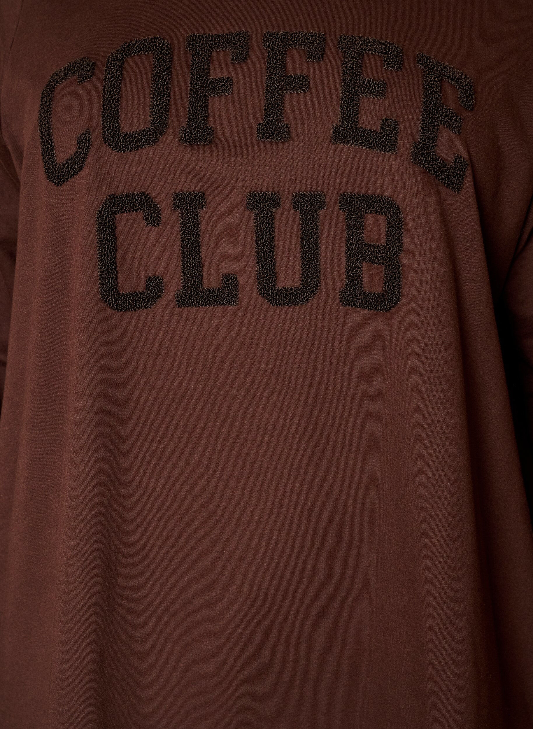 ZizziHoodie met een terry tekstmotief, Bruin, Packshot image number 2