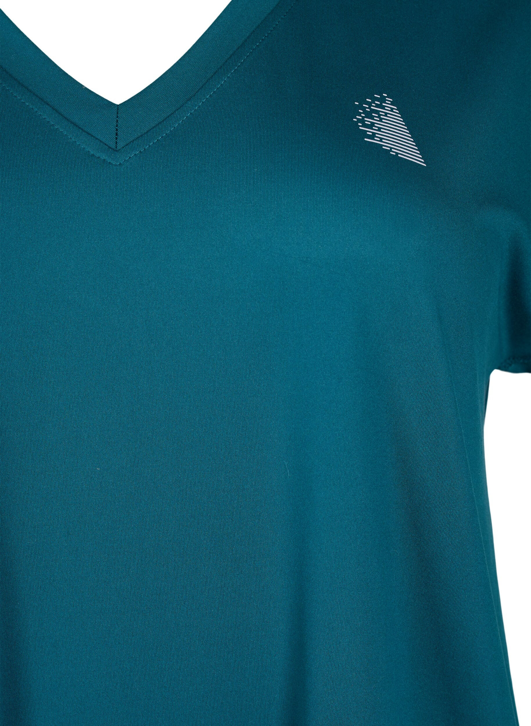 Zizzi T-shirt de sport ample avec col en V, Vert fonc&eacute;, Packshot image number 2