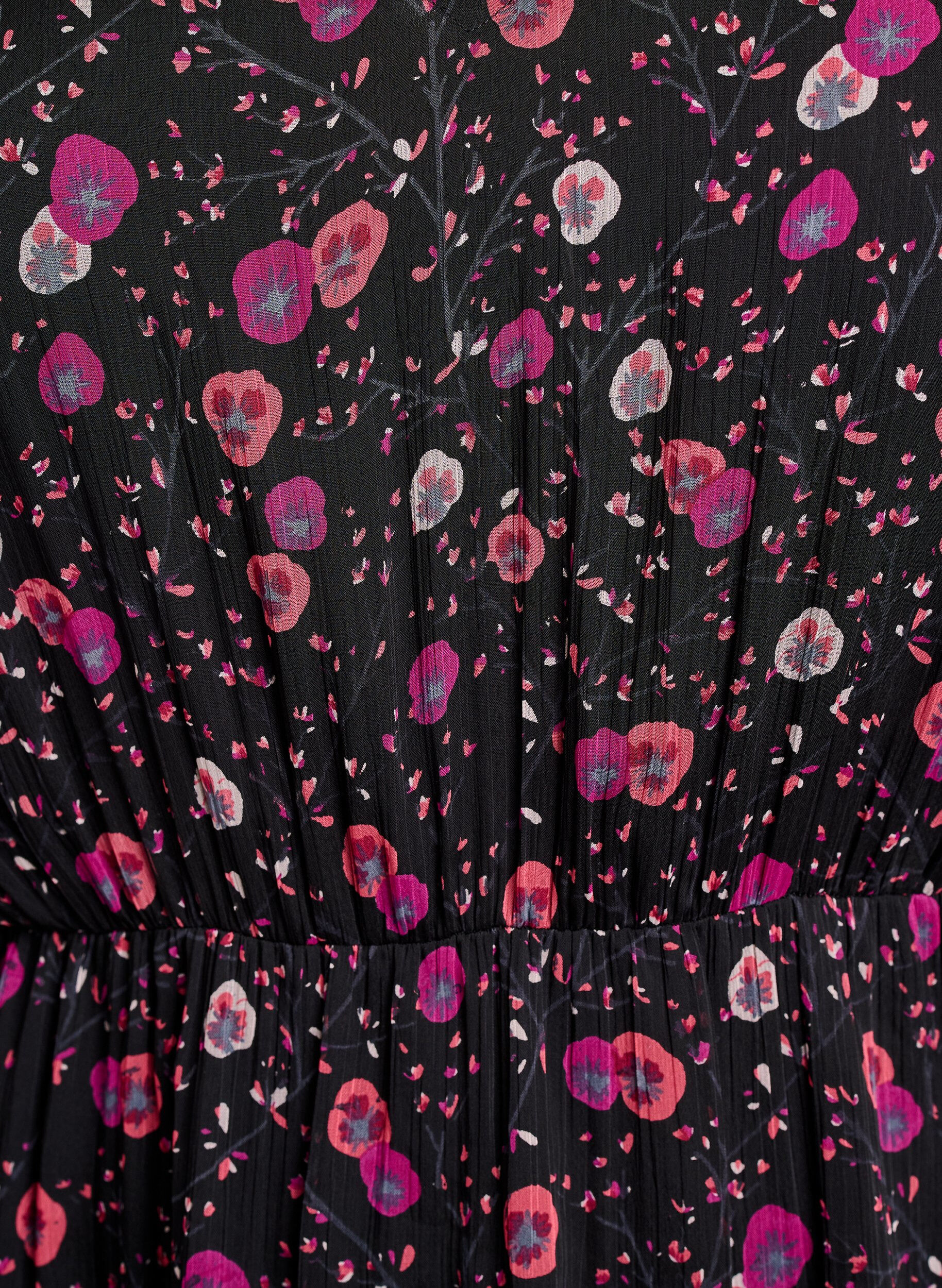 ZizziChiffon jurk met bloemenprint en lange mouwen, Zwart, Packshot image number 2