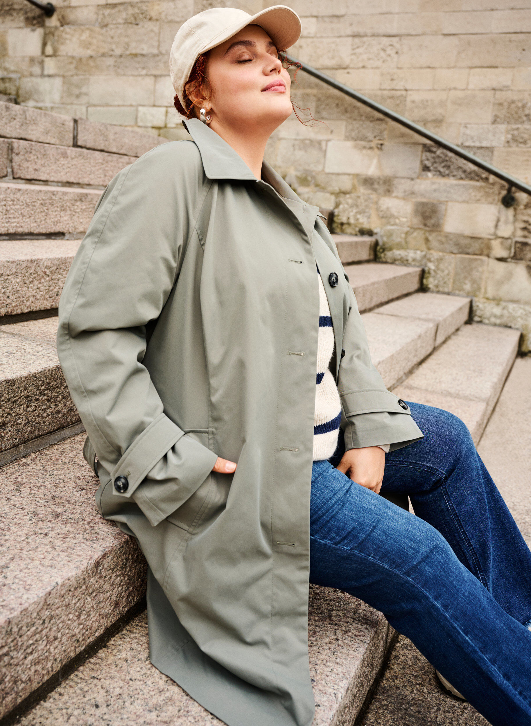 Zizzi Trench avec poches et ceinture, Sea Spray, Image image number 1