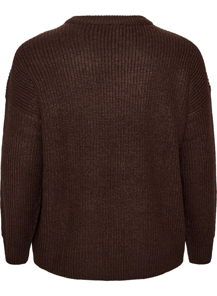 Gebreid vest met rits, Bruin, Packshot image number 1