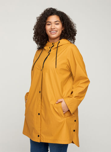 Regenjas met capuchon en zakken, Spruce Yellow, Model image number 0