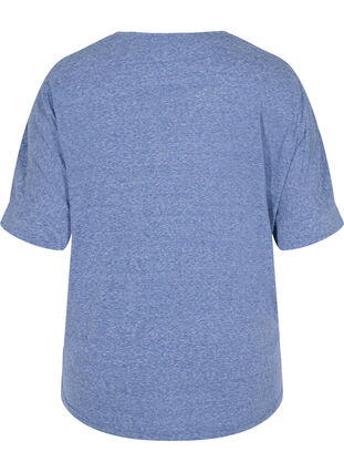 Gemêleerde blouse met korte mouwen, Twilight Blue Mel., Packshot image number 1