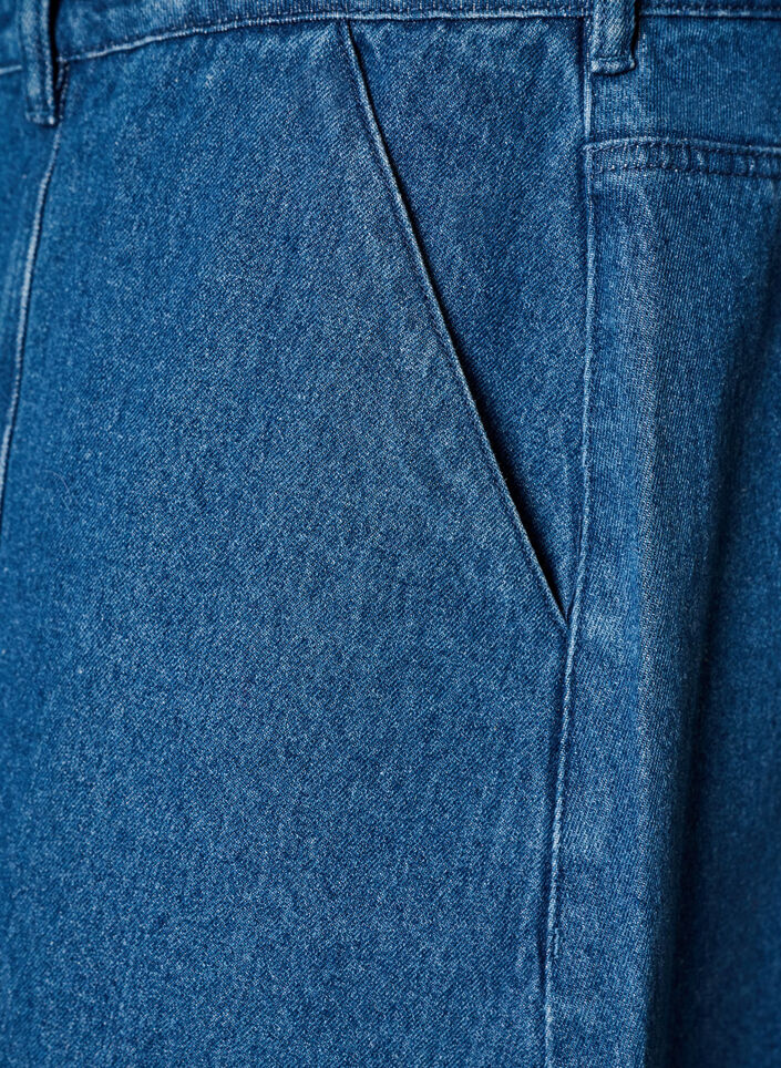 A-lijn denimrok met golvende knoopsluiting, Blauw, Packshot image number 3