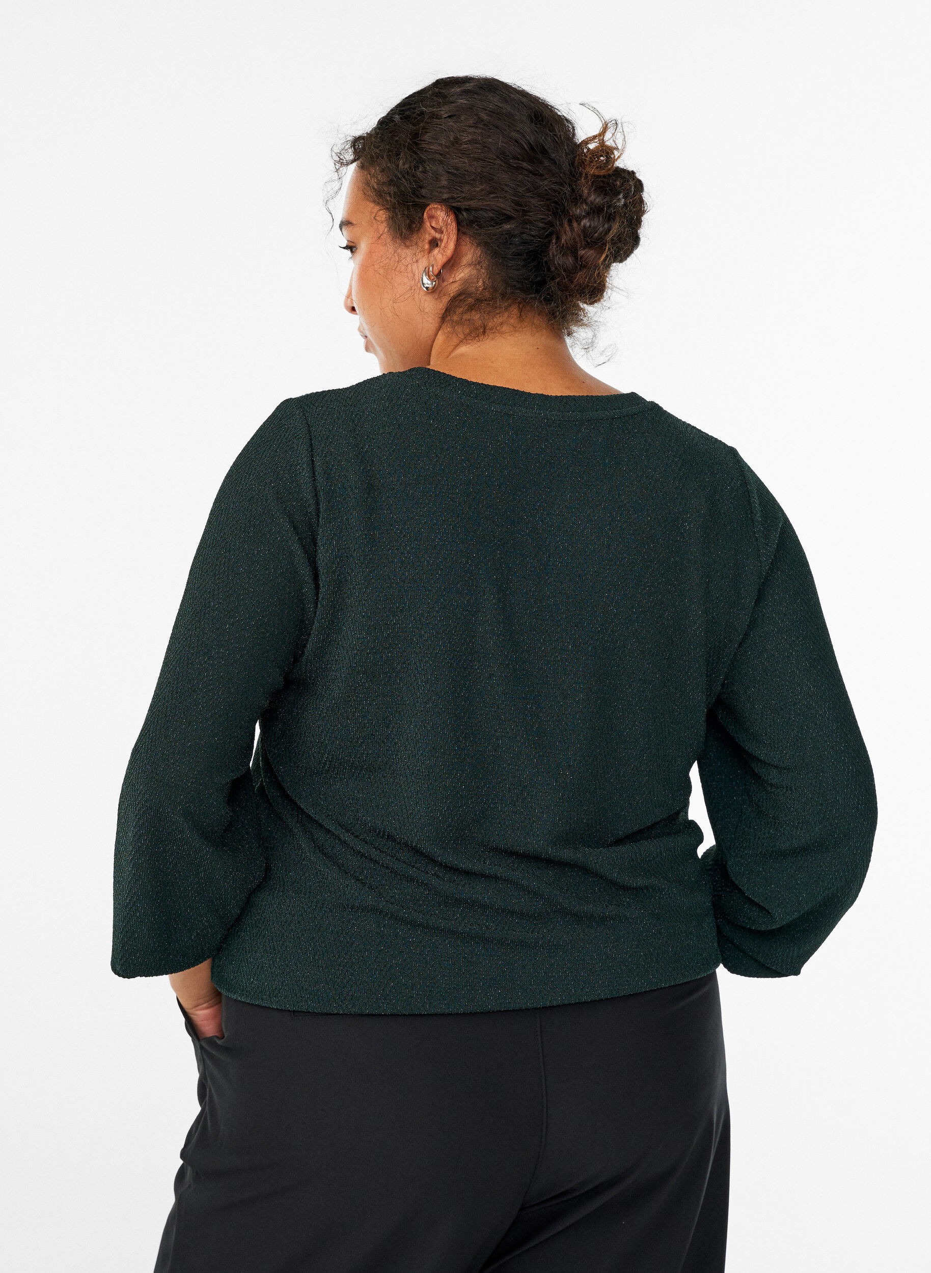 ZizziBlouse avec motif &agrave; chevrons et fil paillet&eacute;, Vert fonc&eacute;, Model image number 2