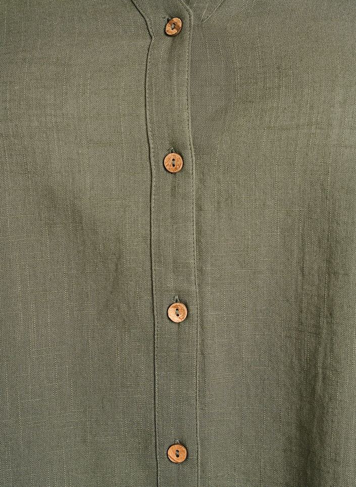 Chemisier en coton avec col en V, Vert, Packshot image number 2